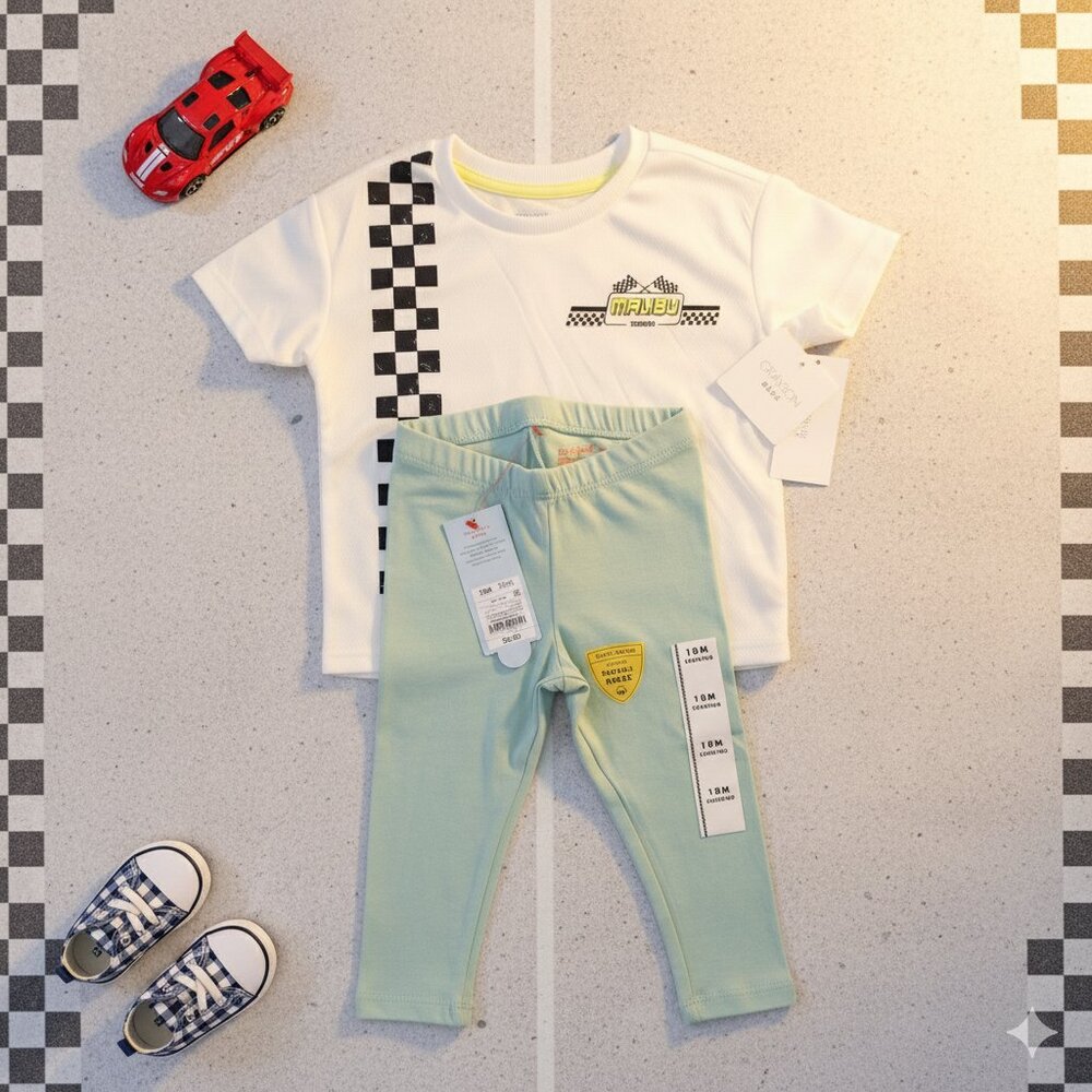 NWT Race Day Tee & Legging Set 18 months Boys or Girls 2-Piece Outfit